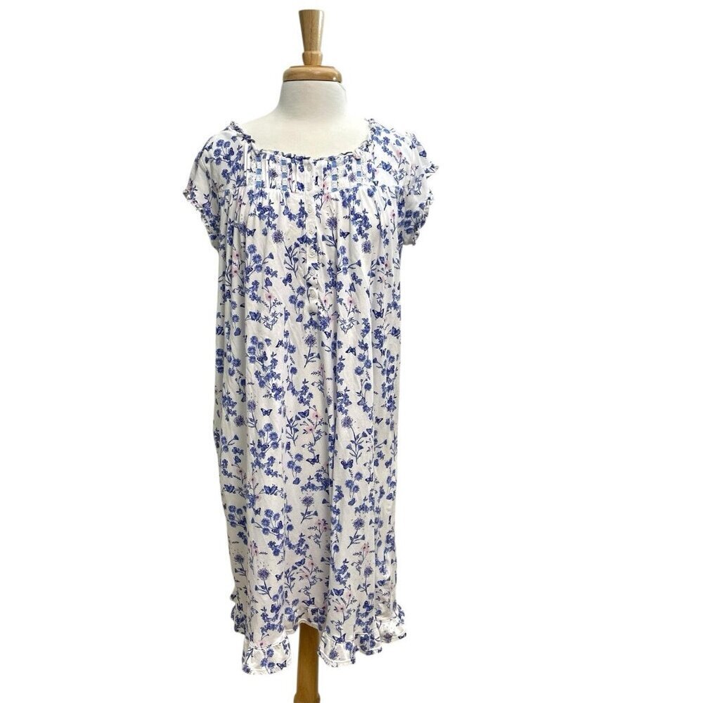 Eileen West Cottagecore Floral Butterfly Feminine Romantic Nightgown size Large